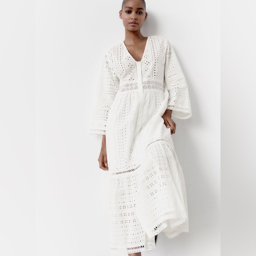 Zara Embroidered Openwork Dress - Picture 3 of 10